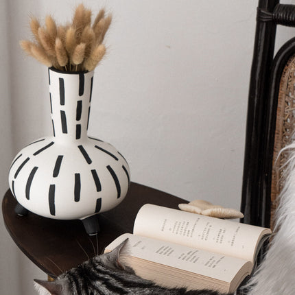 Original Hand-painted Vase Ceramic Black And White Handmade