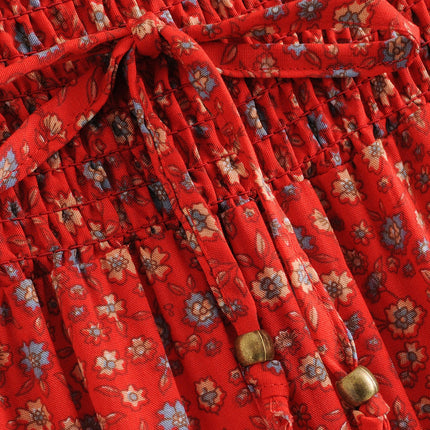 Printed cutout red sunflower skirt
