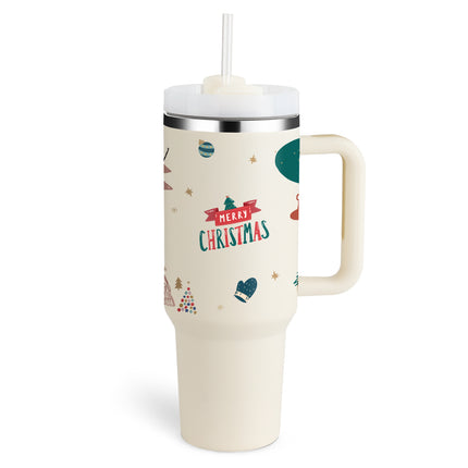 40oz Insulated Tumbler With Handle & Straw – Stainless Steel Vacuum Coffee Cup | Perfect Gift