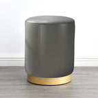 Leather Round Stool Gray