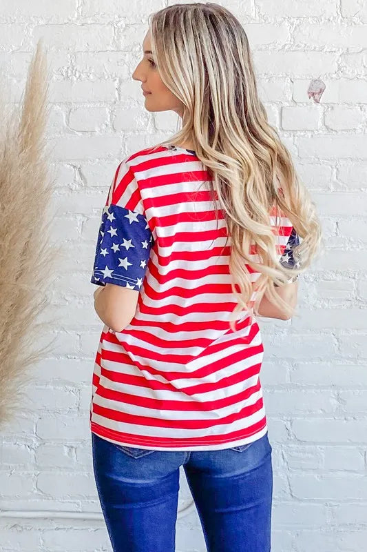 And The Why American Flag Short Sleeve Top