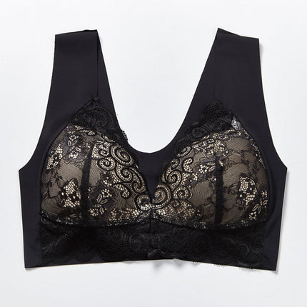 Comfortable Plus Size Backless Bra Lace Push Up Front Closure Bra