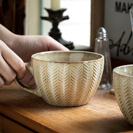 Retro Relief Breakfast Cup With Subtle Flaws
