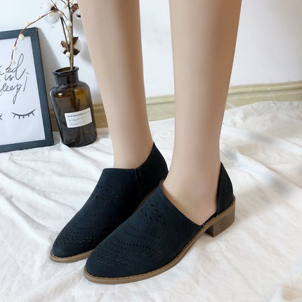 European and American hollow low heel women shoes