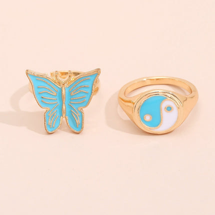 Personalized Colorful Butterfly Gossip New Combination Ladies Ring
