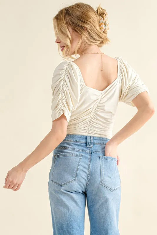 And The Why Buttery Soft Ruched Detailed Jersey Bodysuit