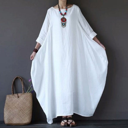 Loose Plus Size Cotton And Linen Long Dress