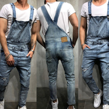Sling denim romper torn jeans