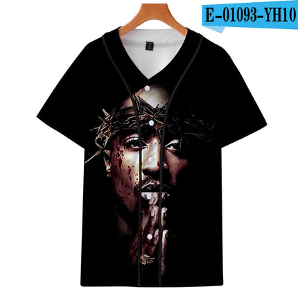 Tupac Shakur Peripheral 3D color printing thin baseball uniform
