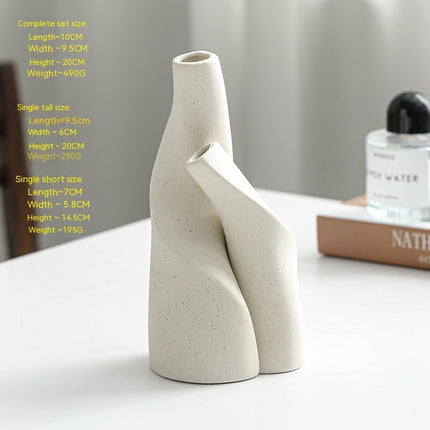 Nordic Creative Ceramic Double Vase Living Room Decoration Dried Flower