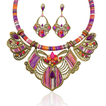 Bohemian drop stone alloy jewelry set
