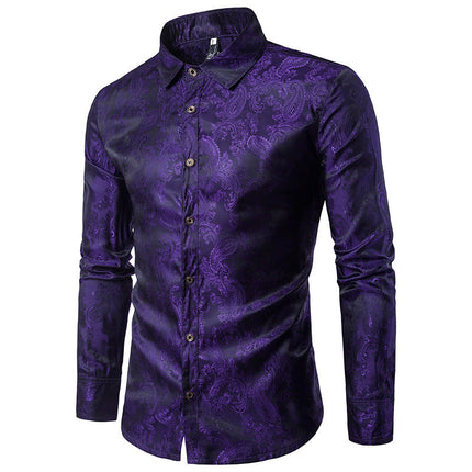 Embroidered Pattern Long Sleeve Plus Size Shirt