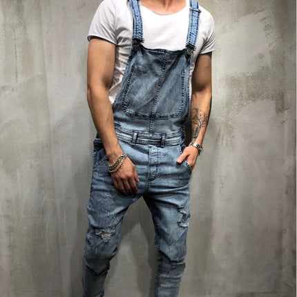 Sling denim romper torn jeans