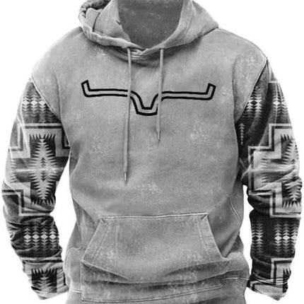 Native buffalo Printed winter Hoodie Men's fashion
