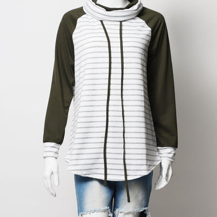 New pink sleeves blue stripes Fall or winter cotton sweater for high school or collage age girl