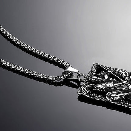 Titanium steel lace relief Guan Gong pendant pendant