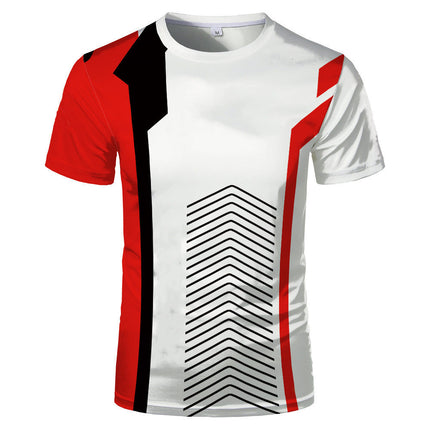 Collarless Men's 3D Red Bull Print Fashion T-shirt