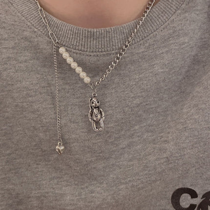 Flocking Bear Three-plant Sweater Chain Long Clavicle