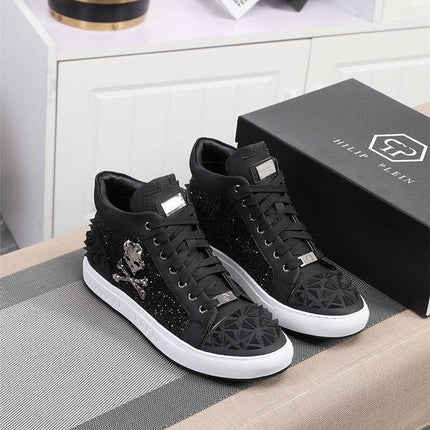 Genuine Leather Breathable High Top Skeleton Shoes For Men