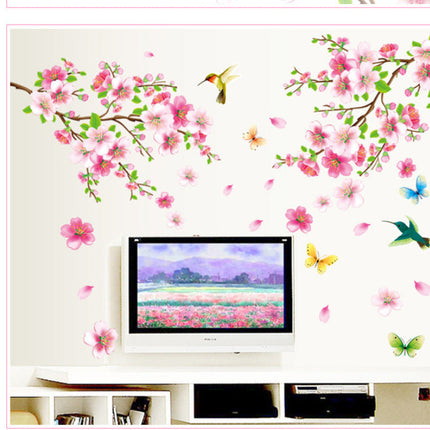 Branch Bird Living Room Glass TV Background Sticker