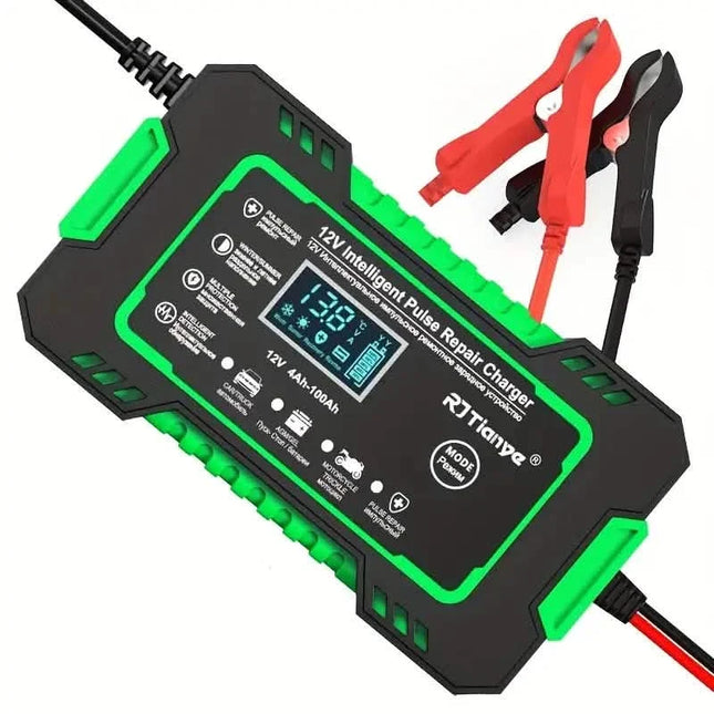 12V Intelligent Pulse Repair Smart Battery Charger with LCD Display