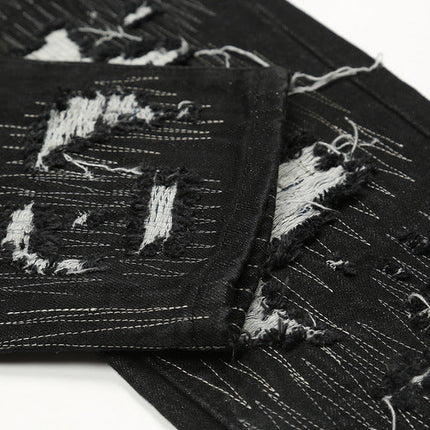 Ripped Whisker Straight Loose Casual Jeans