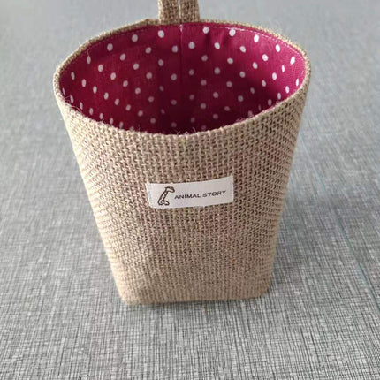 Wall-mounted Desktop Sundries Jute Storage Bag Bathroom S
