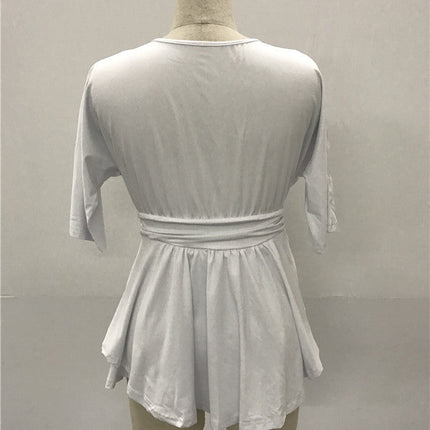 V Solid Color Women's Plus Size Dress