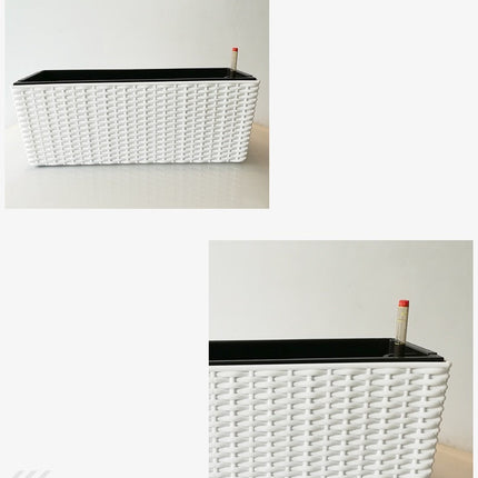 Balcony Rattan Long Flower Pot Automatic Water Feeding Lazy Flower Pot Large Planting Basin
