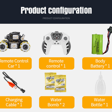 Remote Control Tank Fire-breathing Water Bomb Camouflage Chariot Four-wheel Drive Stunt Spray Music Toy Car