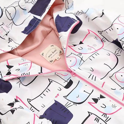 Printed Loose Plus Size Long-sleeved Hooded Zipper Jacket Women