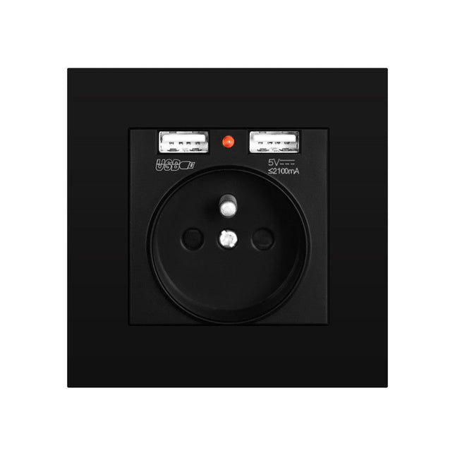 German Type Socket Wall Power Socket With Dual USB