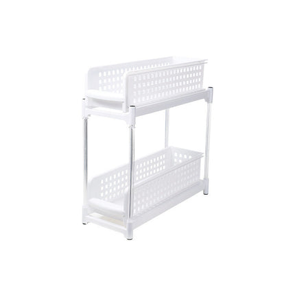 Solid Color Plastic Pull-out Double-layer Storage Rack