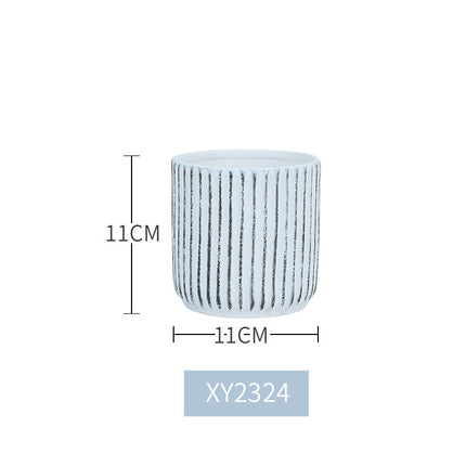 Ceramic Vase White Simple Striped Handicraft Decoration Home Living Room Desktop