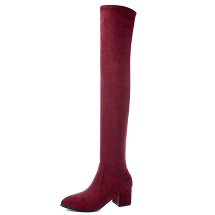 Ladies Mid-heel Pointed Thick Heel Long Boots