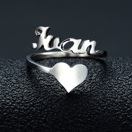 Customized Name Men Women Ring Personalized Love Heart Fashion Stainless Steel Rings Jewelry Valentine's Day Gifts