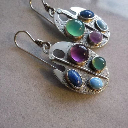 Bohemian New Personalized Multicolor Gemstone Earrings Alloy Earring