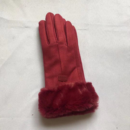 Women's Winter Velvet Riding Suede Gloves