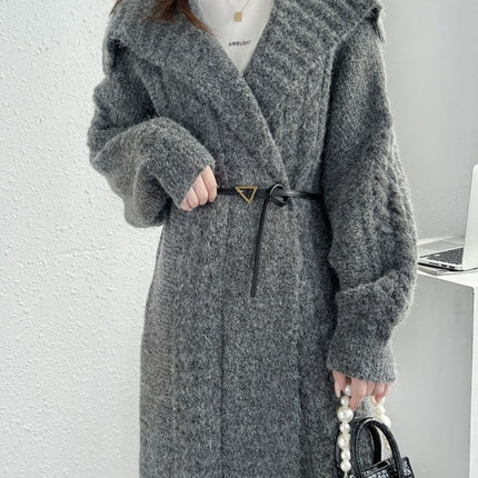 Long Knitted Cardigan Coat Women's Plus Size