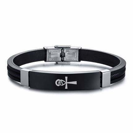 Stainless steel curved brand bracelet