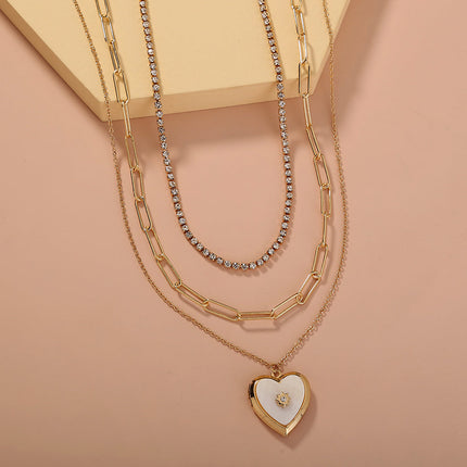 European and American cross-border new product gold lock stacking multi-layer necklace, letter tag fashion personality chocker clavicle chain female
