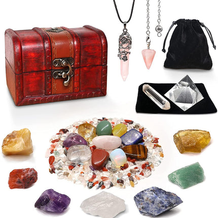 23 Piece Natural Crystal Stone Set Gift Box