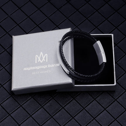 Men's leather braided bracelet