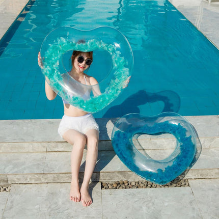 Inflatable love feather swimming ring