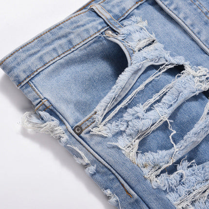 Vintage Wash Distressed Ripped Knee Lined Jeans