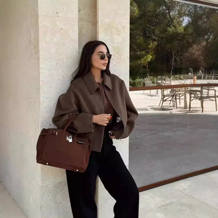 Fall And Winter Lapels Woolen Coat