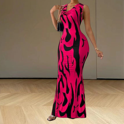 European And American V-neck Halter Hot Girl Women's Pullover Sheath Dress
