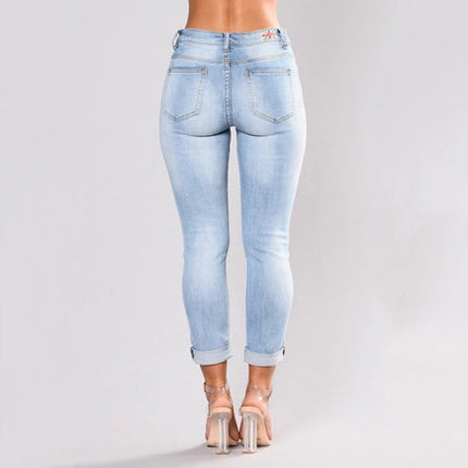 Black jeans with embroidered feet