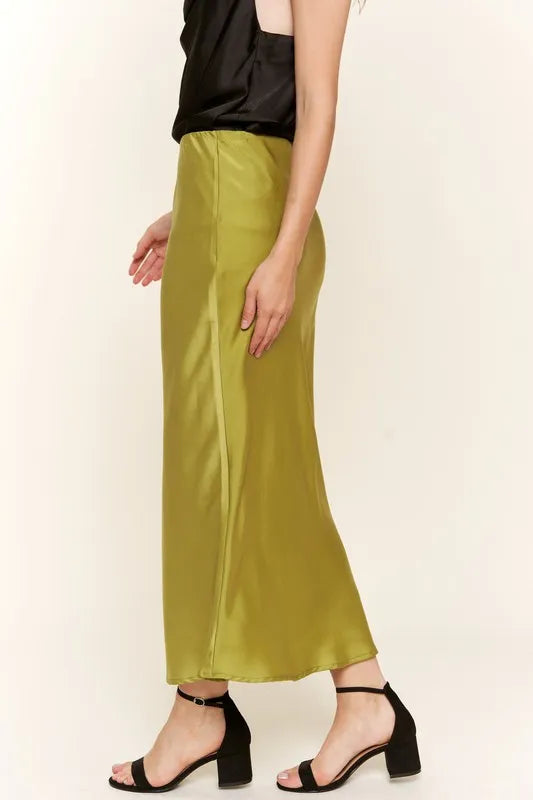 And The Why Satin Midi Skirt