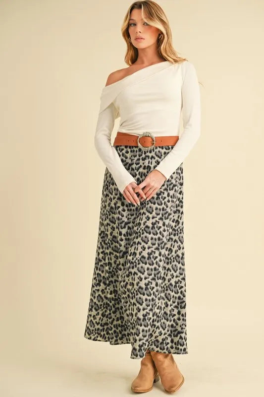 Aemi+Co Leopard Midi Skirt – Chic Animal Print Midi